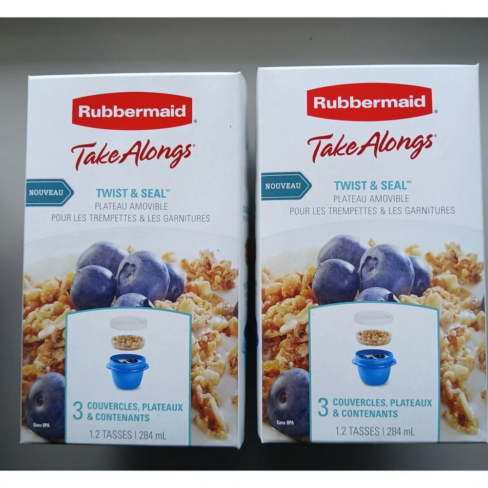New Rubbermaid Take Alongs Twist & Seal Food Storage Containers Set Of 6 Blue